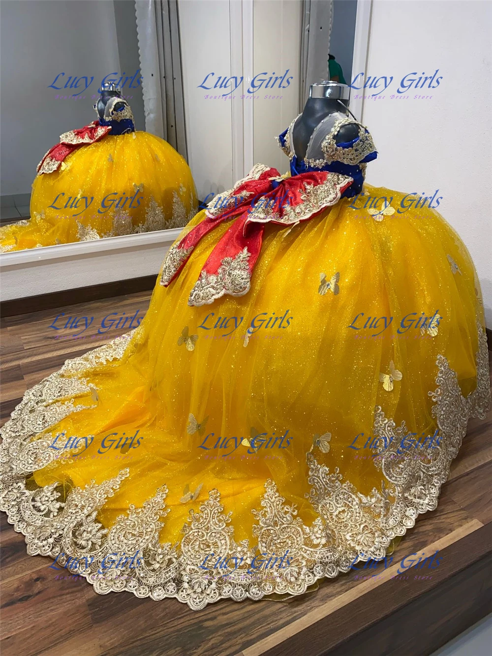 Embroidery Yellow Dress - 품질 나비 아플리케 사랑스러운 꽃 소녀
