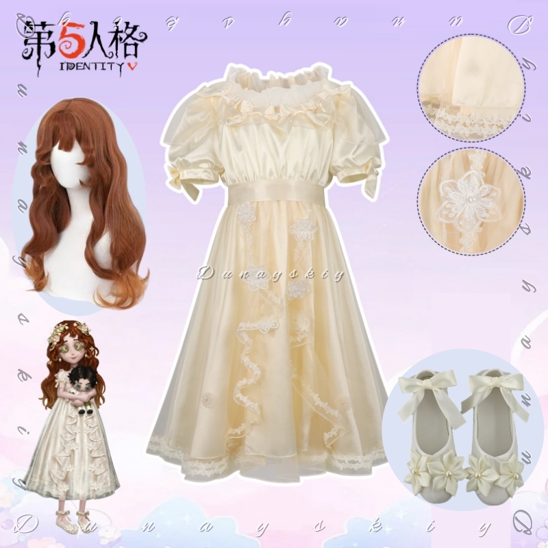 Identity V 어린 소녀 오이디푸스 코스프레 의상 - Embroidery Yellow Dress 리뷰 및 가격