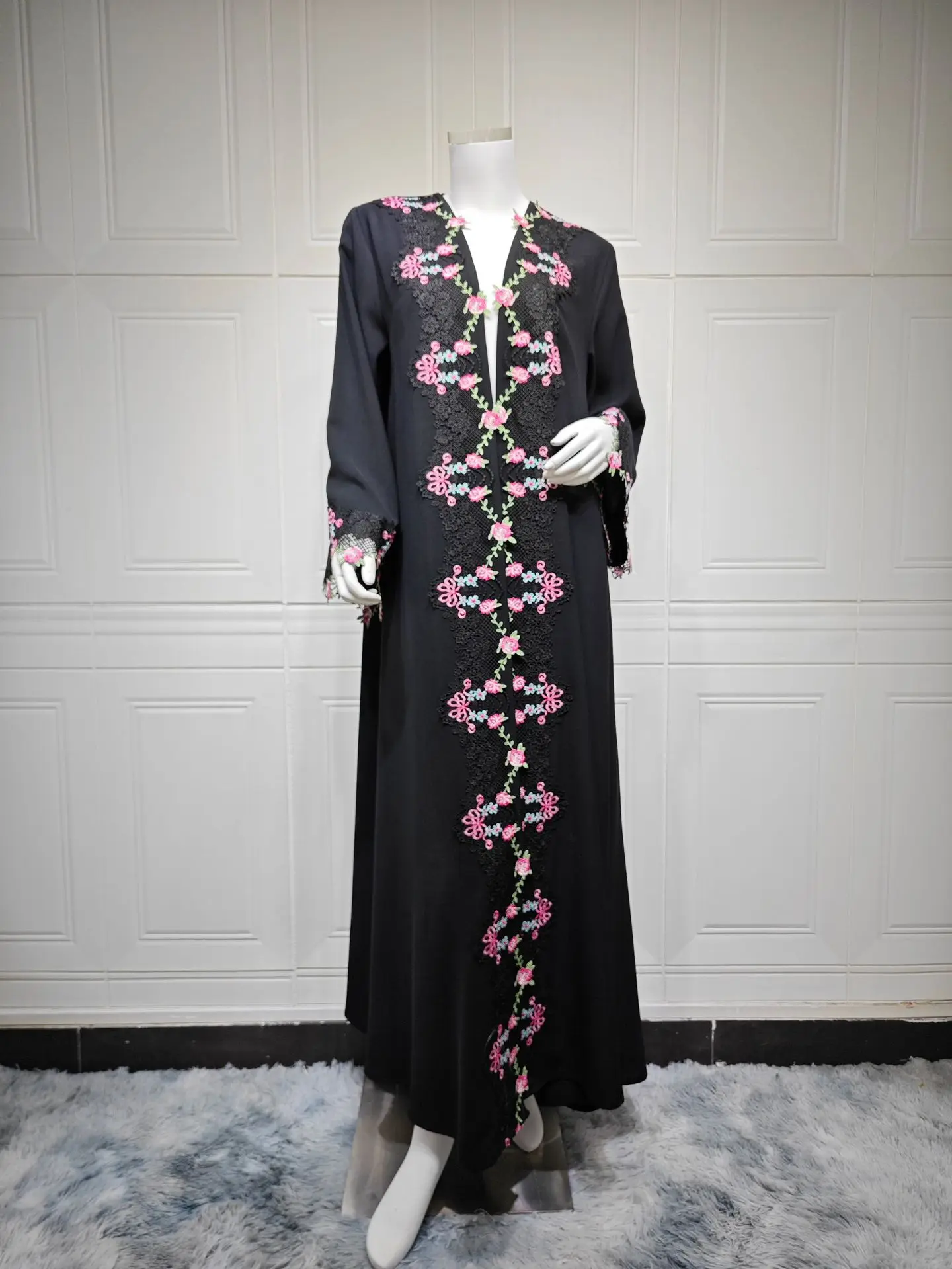 블랙 자수 키모노 잘라비야 아바야 두바이 카프탄 여성  - Embroidery Kebaya 리뷰 및 가격