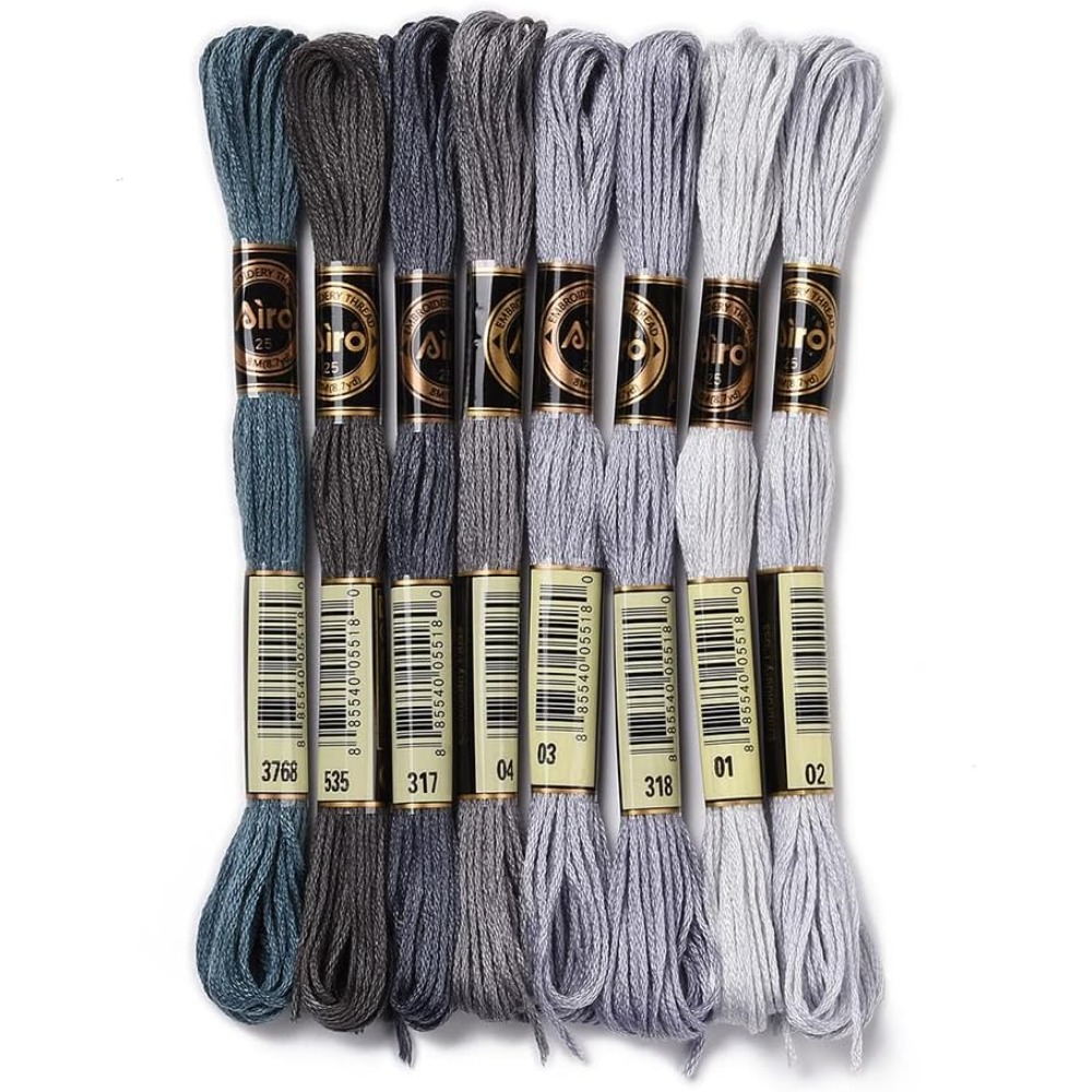 8 Skeins 70 야드 회색 우정 팔찌 문자열 자수 - Embroidery Stitches 리뷰 및 가격