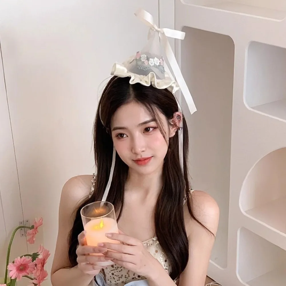 귀여운 스타일 자수 메쉬 생일 모자 헤어 클립 리본 꽃 - Embroidery Knot 리뷰 및 가격