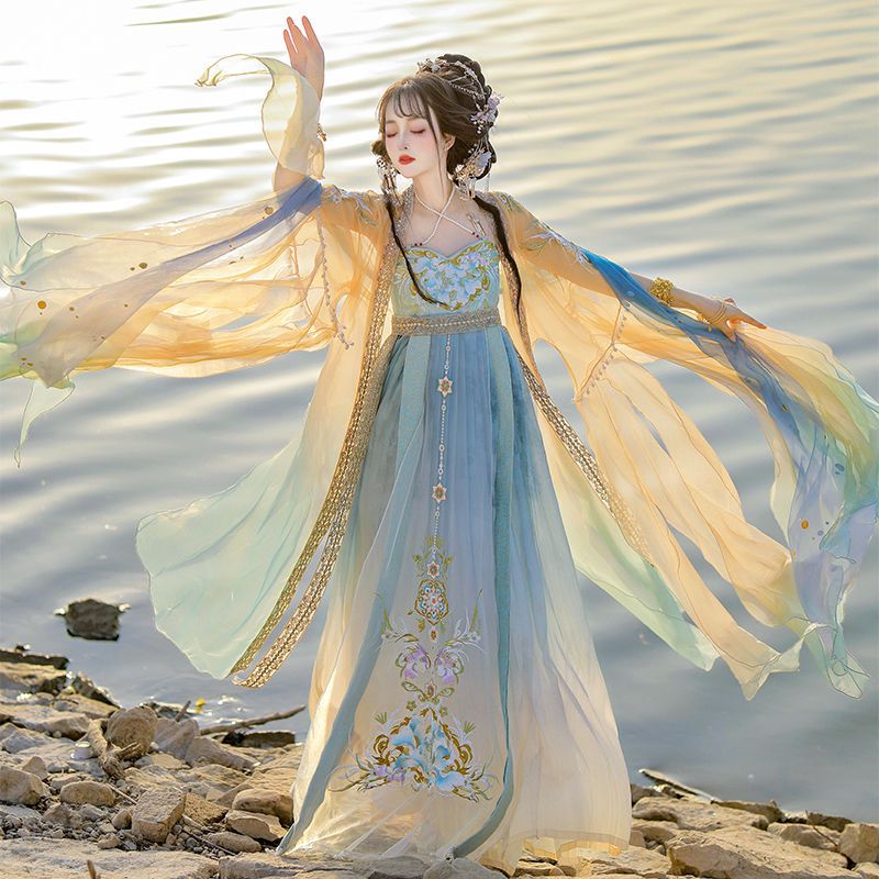 중국어 Hanfu 드레스 여성 전통 자수 Hanfu 카 - Embroidery Yellow Dress 리뷰 및 가격