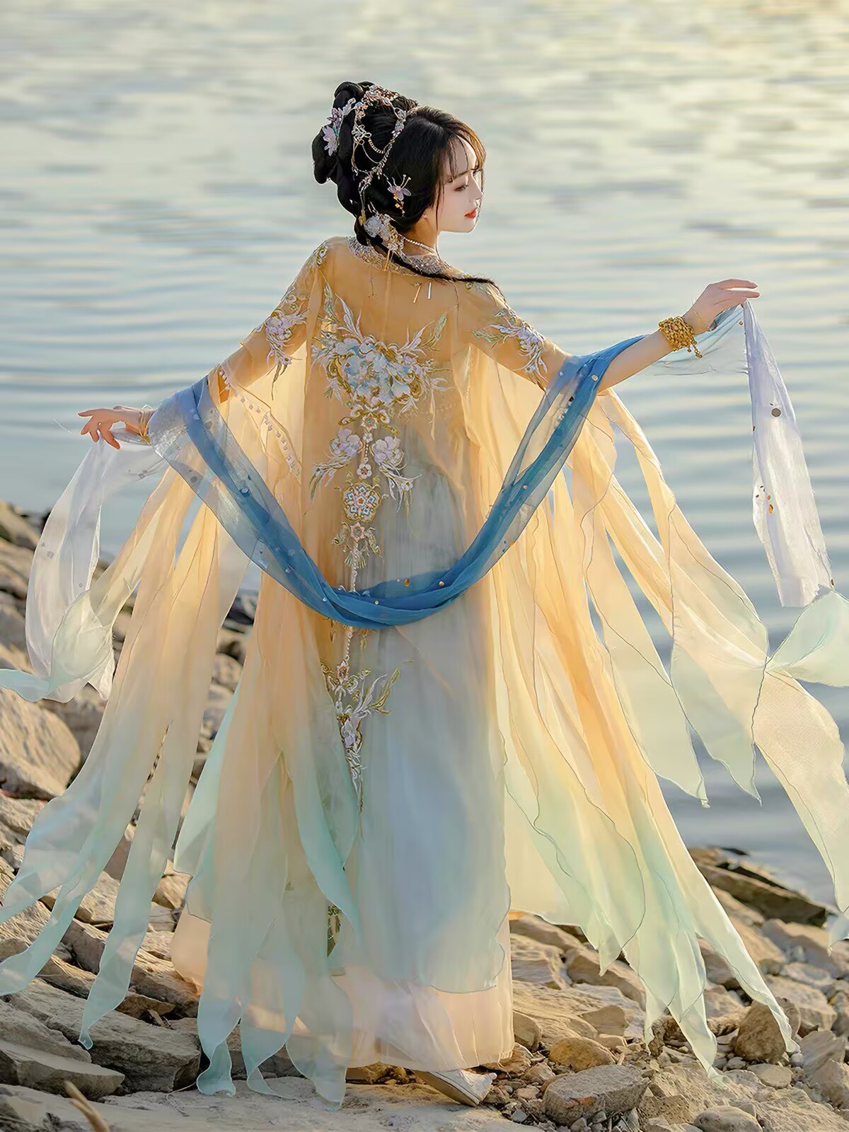 중국어 Hanfu 드레스 여성 전통 자수 Hanfu 카 - Embroidery Yellow Dress 리뷰 및 가격