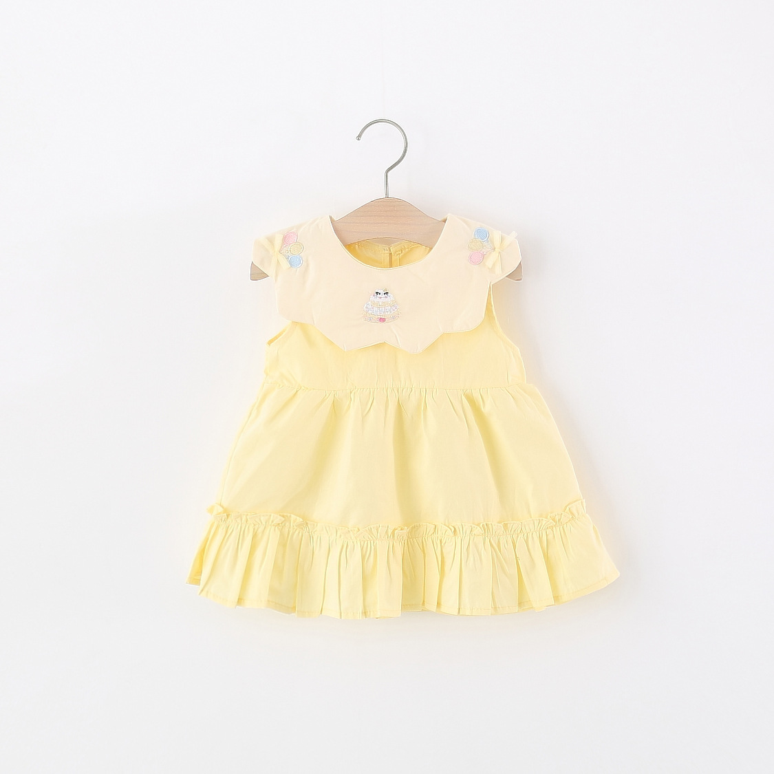 유아 소녀 노란색 면 드레스 민소매 피터팬 칼라 자수  - Embroidery Yellow Dress 리뷰 및 가격