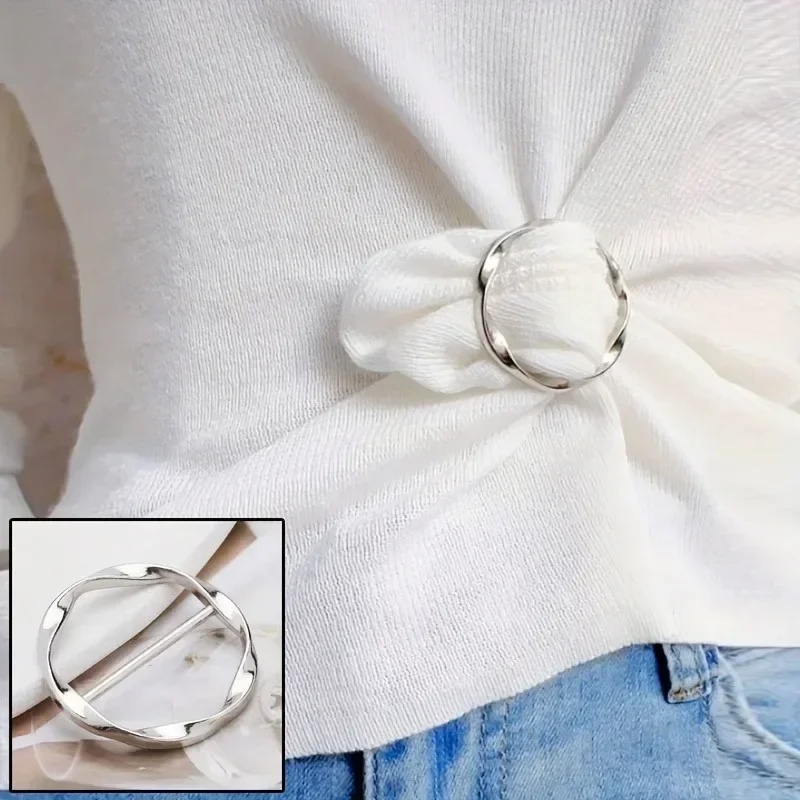 5pcs 패션 금속 라운드 서클 클립 버클 숄 티셔츠  - Embroidery Knot 리뷰 및 가격